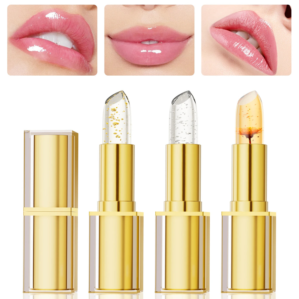 Temperature Color Changing Flower Lipstick Transparent Waterproof Moisturizing Crystal Jelly Pearlescent Lip Balm Cosmetic Qme