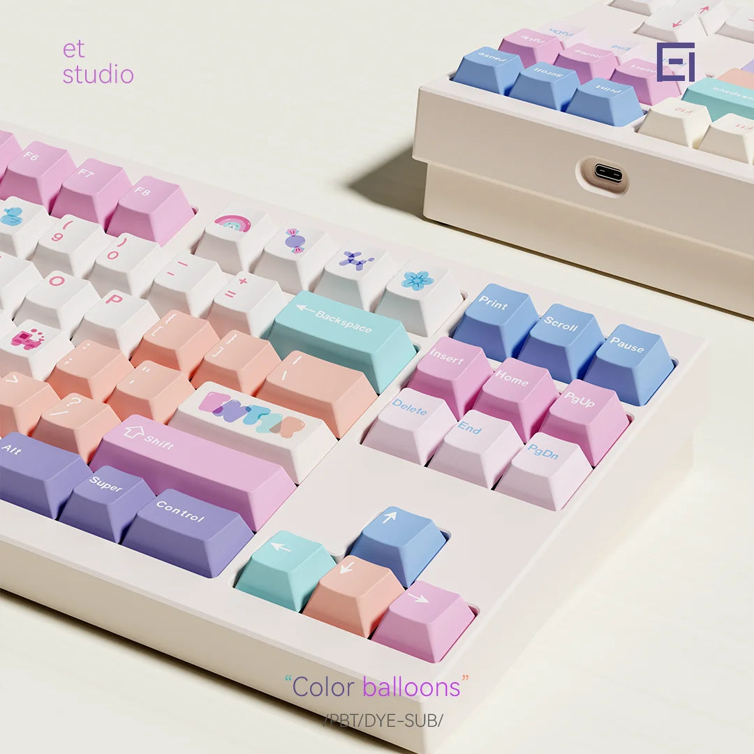 CHOSFOX&ET 149 Keys PBT Keycaps Customized Five Sided Hot Sublimation Balloon Parties Cherry Height Mechanical Keyboard DIY Qme