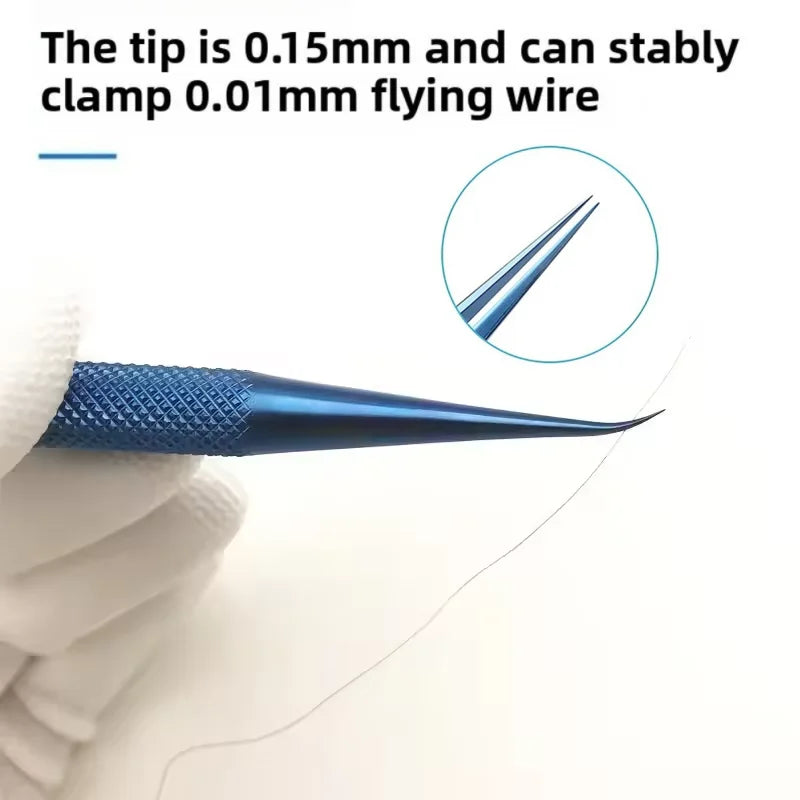 Professional Precision Titanium Alloy Tweezers Repair Fingerprint Fly Line Cellphone Motherboard Antimagnetic Electronics Forcep Qme