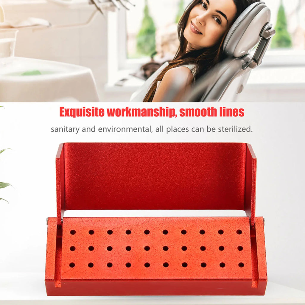30 Holes Aluminium Disinfection Box Case Dental Bur Burs Block Holder Autoclavable Dentist Tool Burs Block Holder Dentist Tool Qme