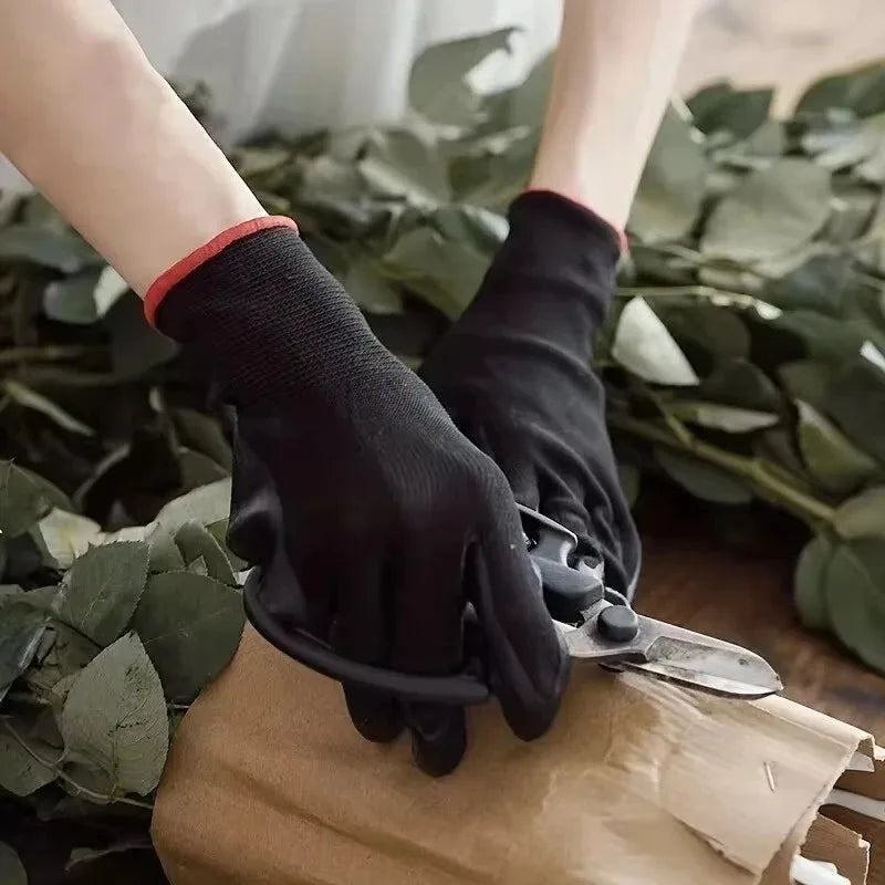 24PCS Black Large Size Thin Close-Fitting Elastic Breathable Anti-Wear 13G Nylon Work Glove Liner for Packaging Work Qme