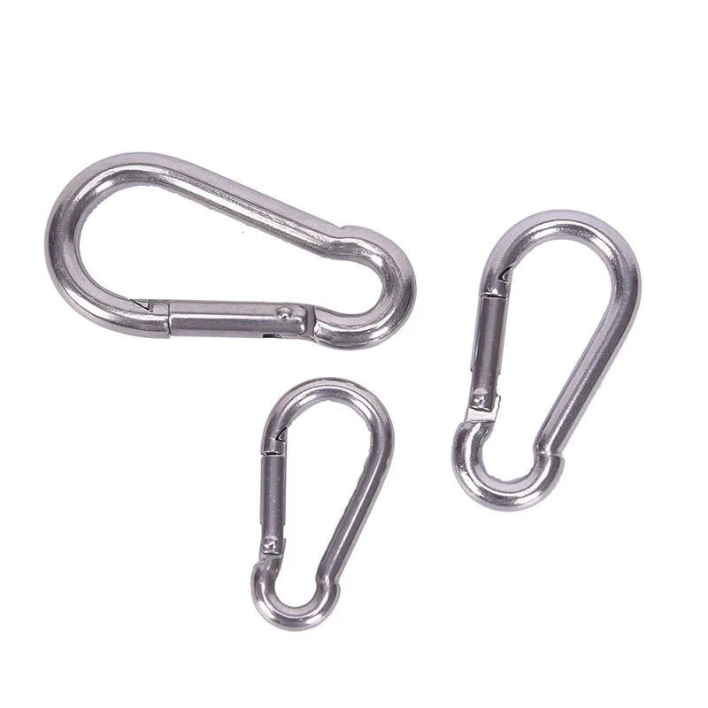 304 Stainless Steel Spring Carabiner Snap Hook Keychain Quick Link Qme