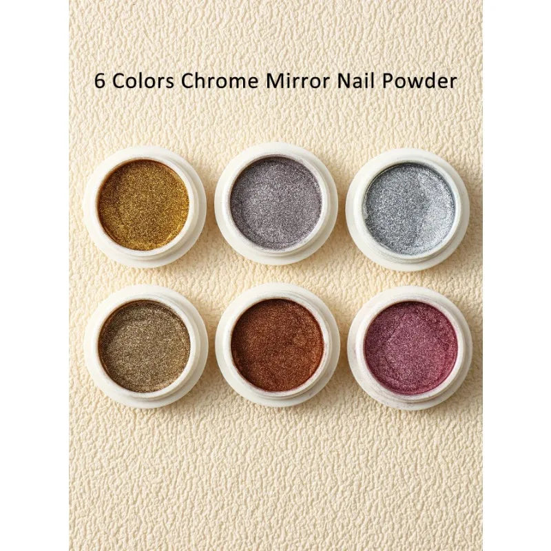 Chrome Nail Powder Gold Silver Pigment Mirror Metallic Rubbing Art Qme