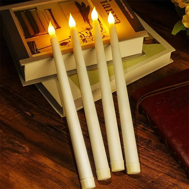 LED Flameless Flickering Taper Candles 3D Wick Candles Lamp with Remote Control Tea Lights Wedding Home Decor Battery Operated Qme
