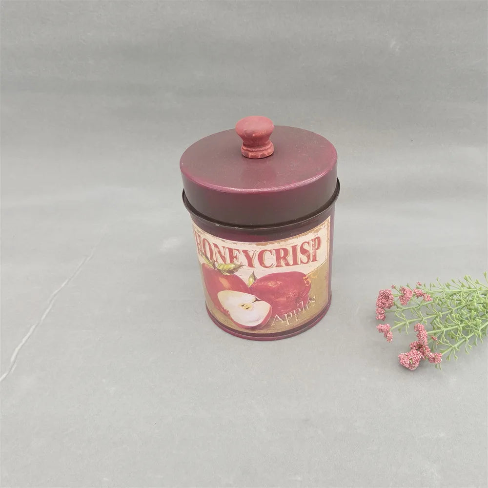 Retro Metal Sealed Container Countryside Tin Pot Coffee Tea Sweets Qme