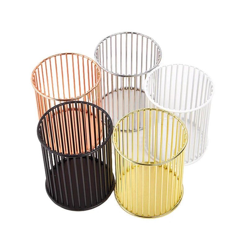 Portable Cosmetic Organizer Bucket Nordic Hollow Out Makeup Brush Qme