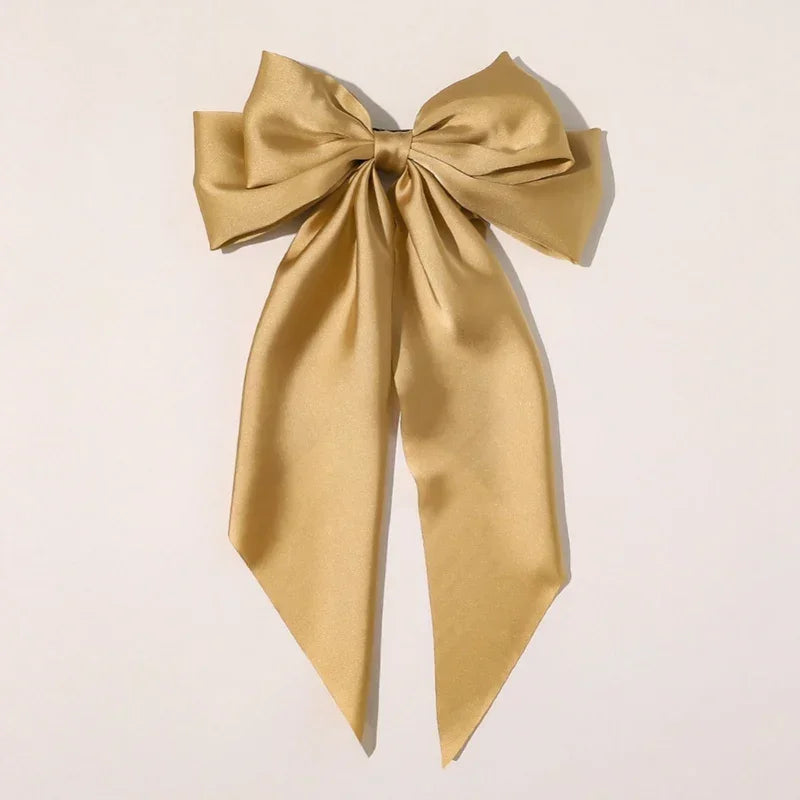 Women Girl Large Bow Hairpin Korean Headbands Big Bowknot Barrettes Qme Champagne
