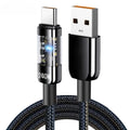 240W Fast Charging Line 10A USB A To Type C Interface Nylon Braided Transparent Type C Highspeed Charger Wire For iPhone Samsung Qme Black 0.25m