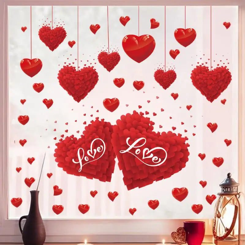 Heart Shaped Wall Window Stickers Valentine's Day Festive Party Atmosphere Decorations For Home Party Shop Restaurant Qme