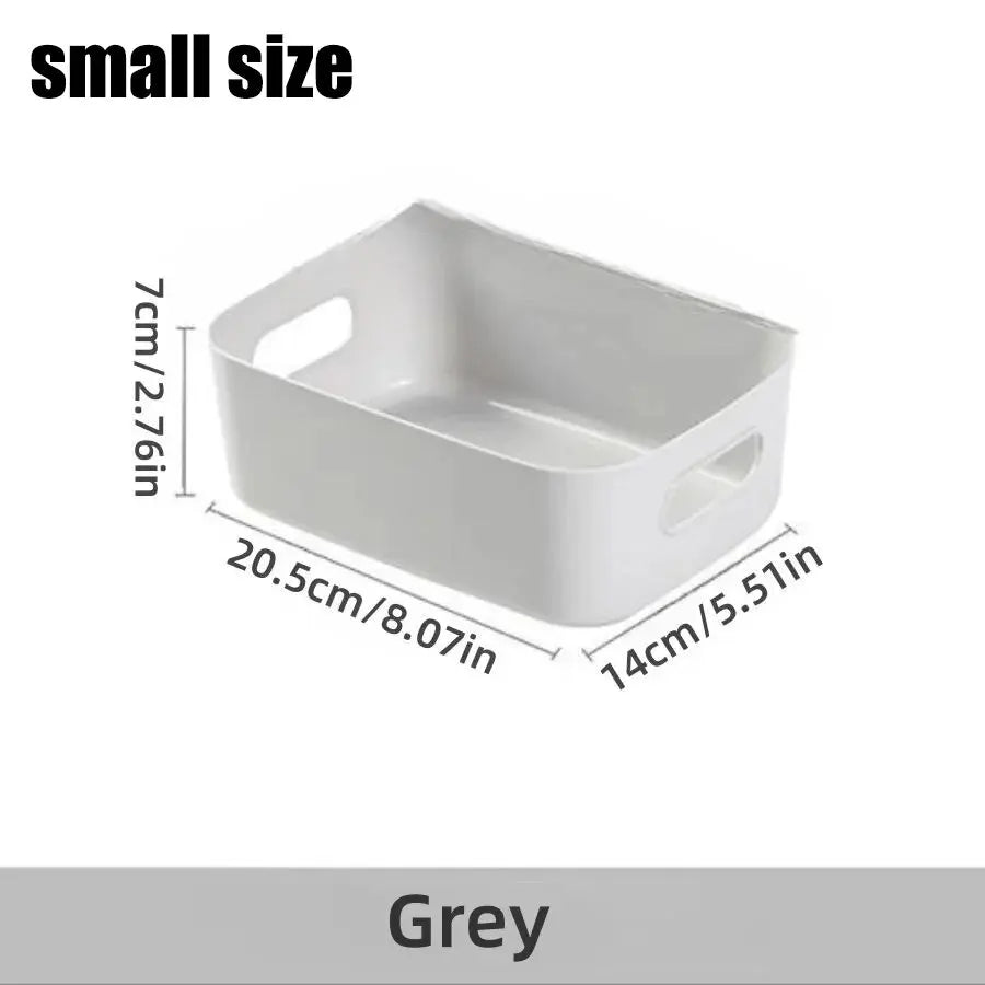 Storage Box Household Drawer Plastic Storage Desktop Storage Box Cosmetics Grocery Snack Storage Basket Kitchen Qme grey small 1pcs