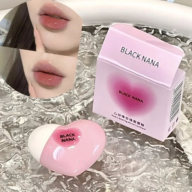 Water Gloss Jelly Lip Gloss Cute Heart-shaped Lipsticks Lasting Hydrating Plumper Lip Gloss Rose Berry Lip Tinted Lips Beauty Qme