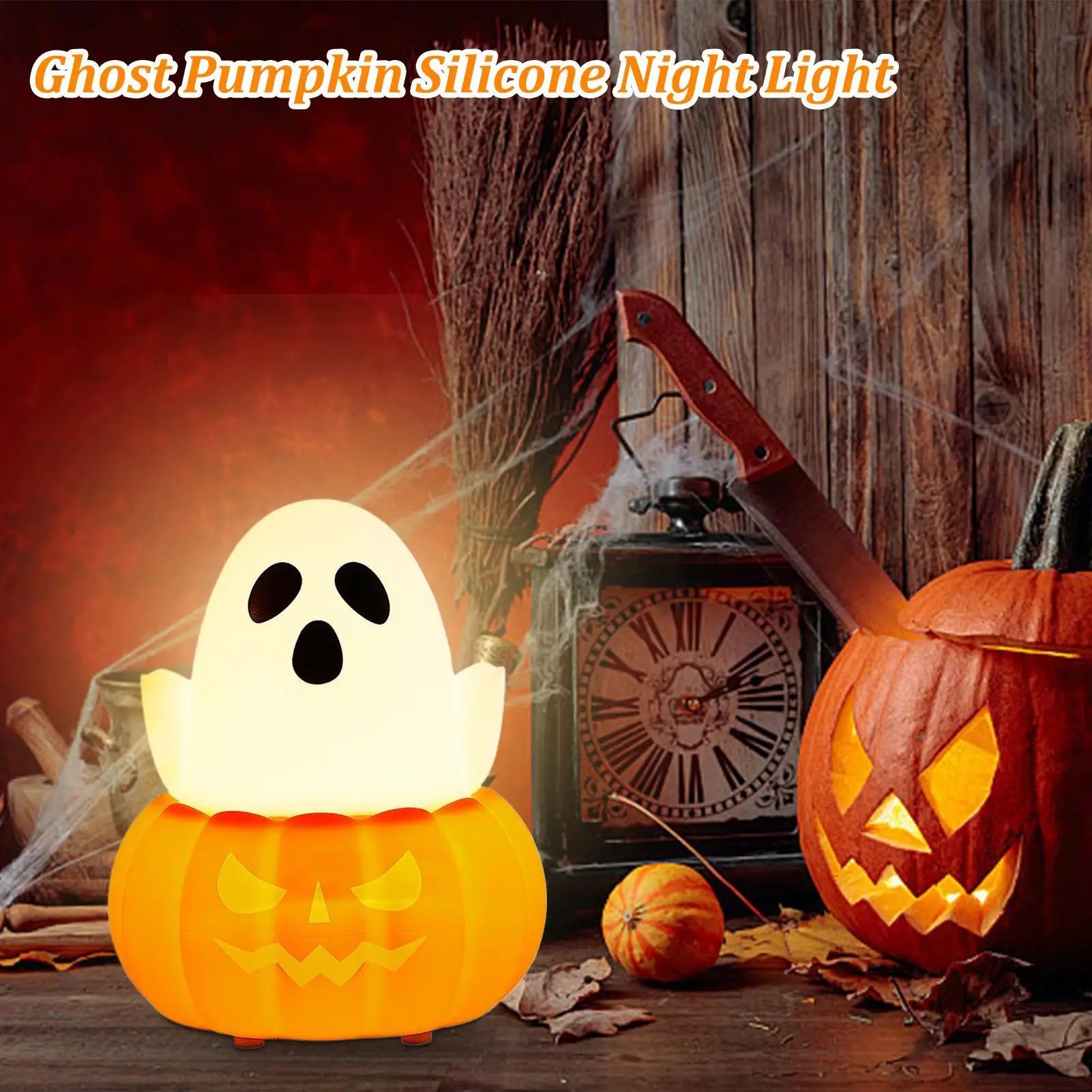Halloween Lights Indoor Silicone Pumpkin Night Light Cute Led Qme