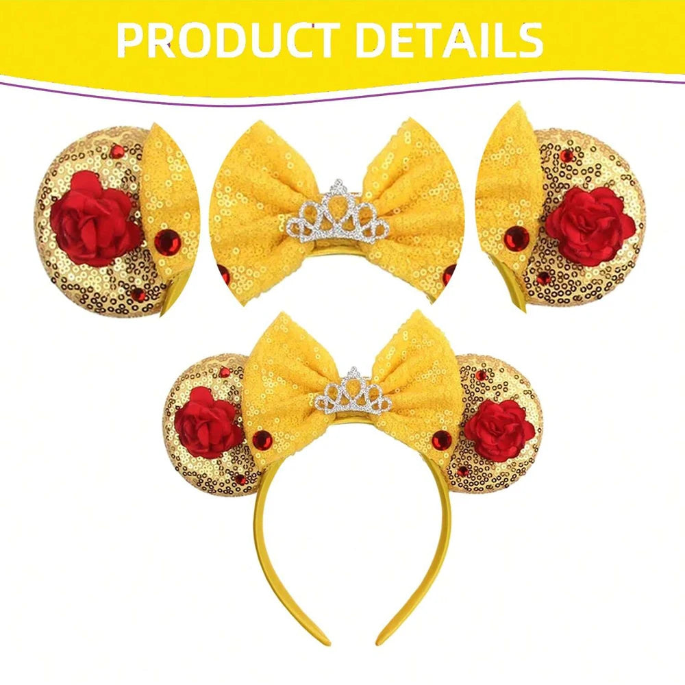 New Hot Sale Trendy Summer Sequins Mouse Ears Hairband Glitter Hair Bows Lightning Headband Girls Kids Hair Accessories Qme