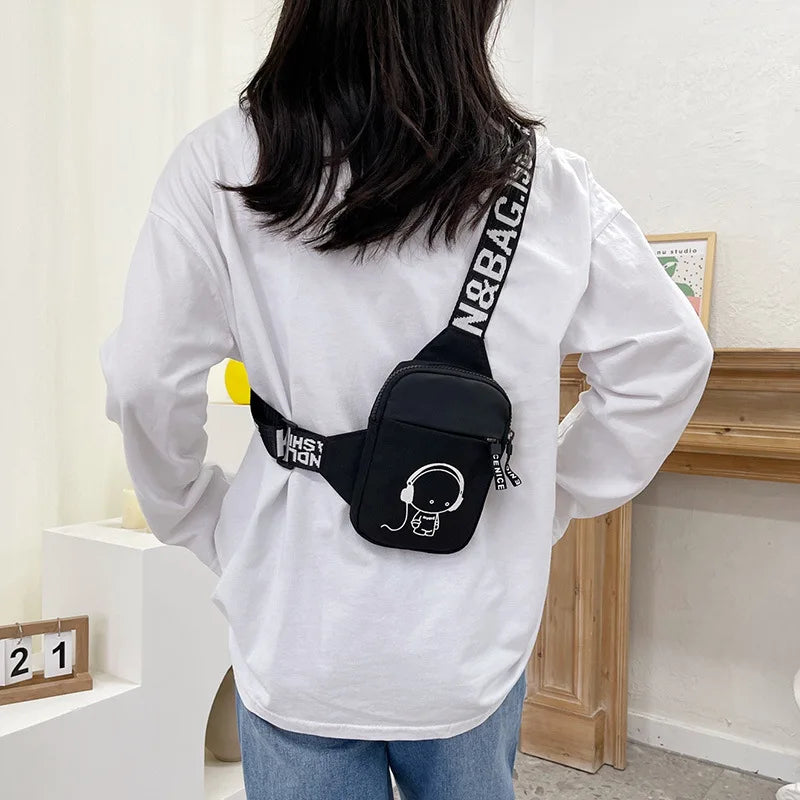 Trendy Couple's Chest Bags Hip-hop Graphic Print Crossbody Men Women Qme