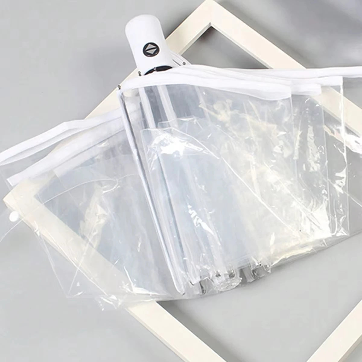 1pc-Korean Transparent Umbrella Folding Automatic Open And Close Umbrella Mori Three-fold Student Sunny Umbrella Qme