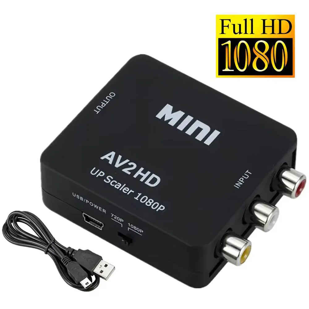 HD 1080P hdmi-compatible To RCA AV/CVBS Adapter Converter High Quality AV2HD Audio Video Cable CVBS AV Adapter with USB Cable Qme