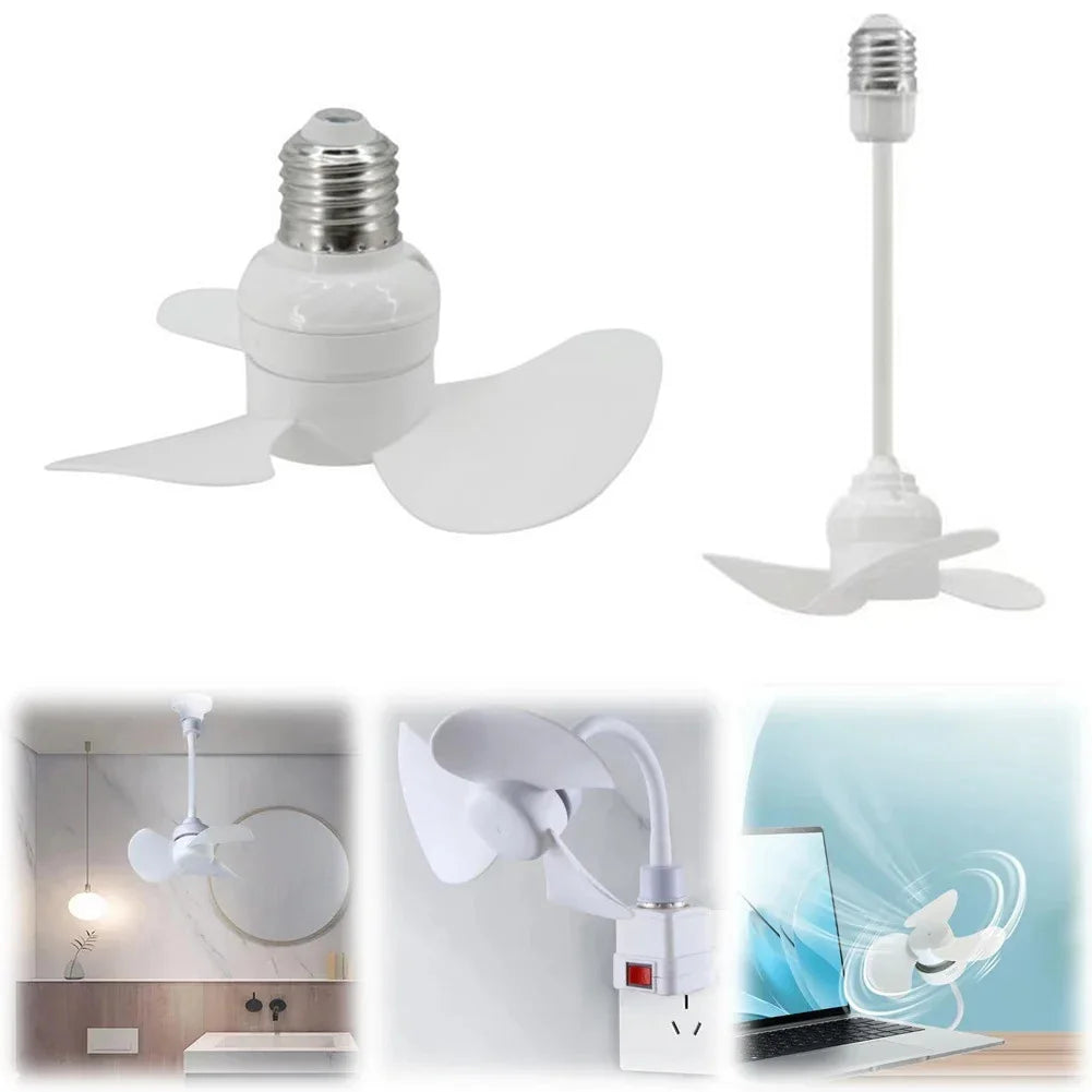 1pcs Household Electric Fan Indoor Ceiling Fan E27 Screw Mouth Brushless Motor 140mm Bedroom Silent Fan LED Energy-saving Fan Qme