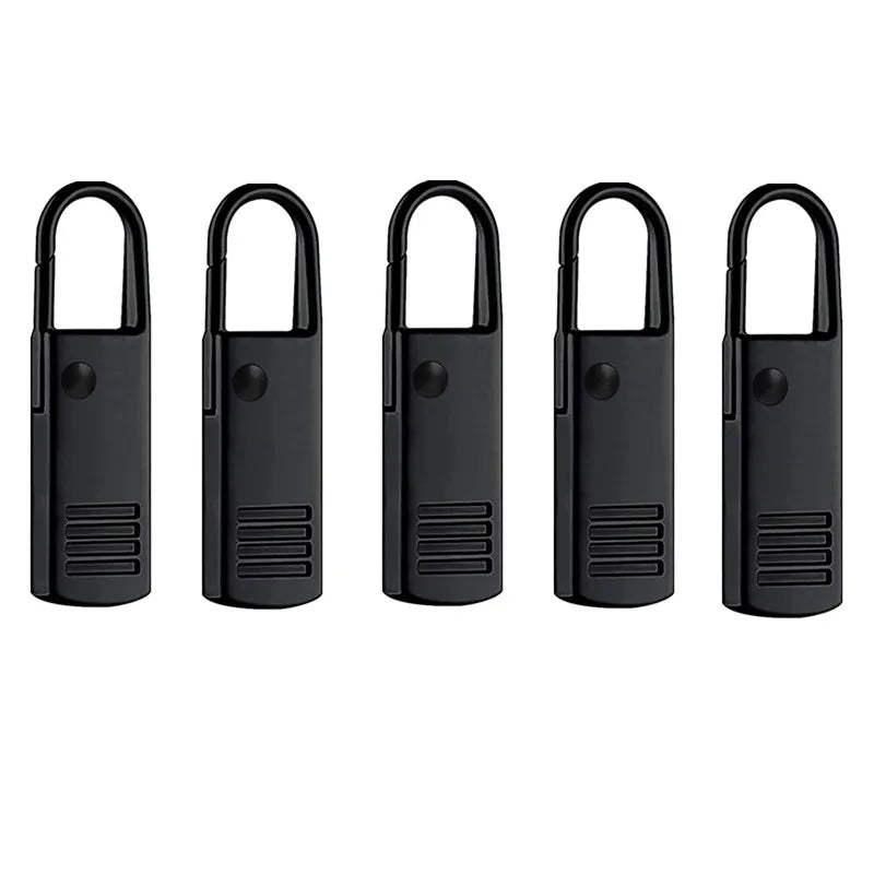 Zipper Slider Puller Instant Zipper Repair Kit Replacement For Broken Buckle Travel Bag Suitcase Zipper Head DIY Sewing Craft Qme 5PCS Black