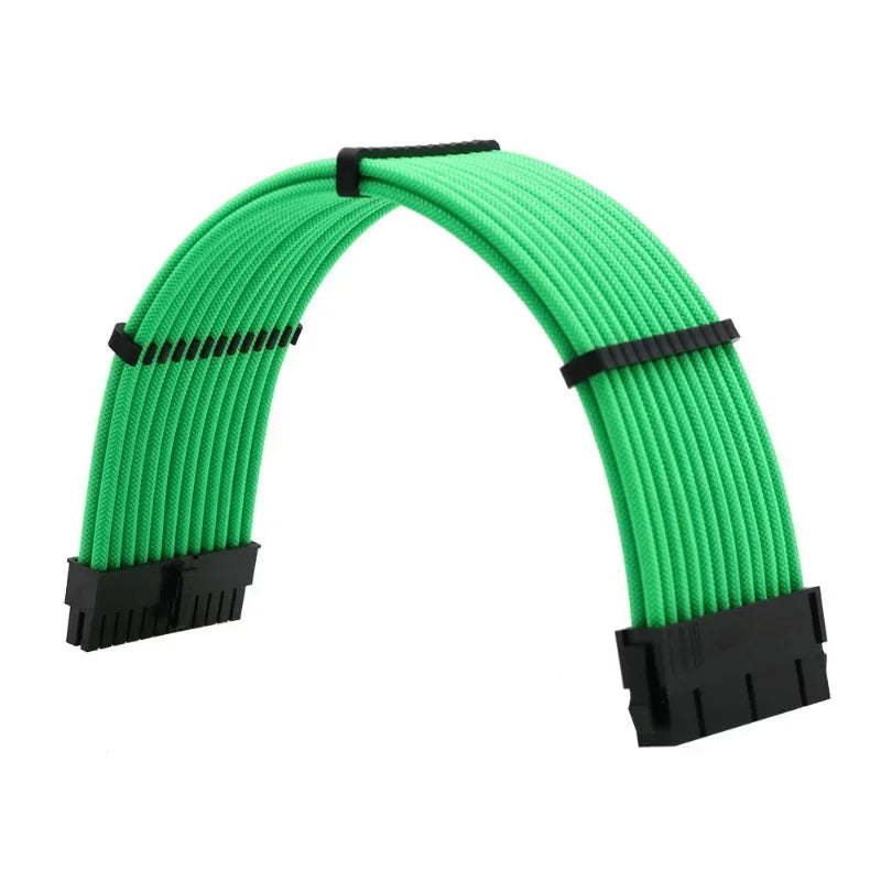 PC Case Sleeved PSU Extension Cable Kit ATX Power Cord 4 In 1 18AWG ATX 24Pin/ VGA 6+2P/ CPU 4+4Pin Transfer Extension Cord Qme