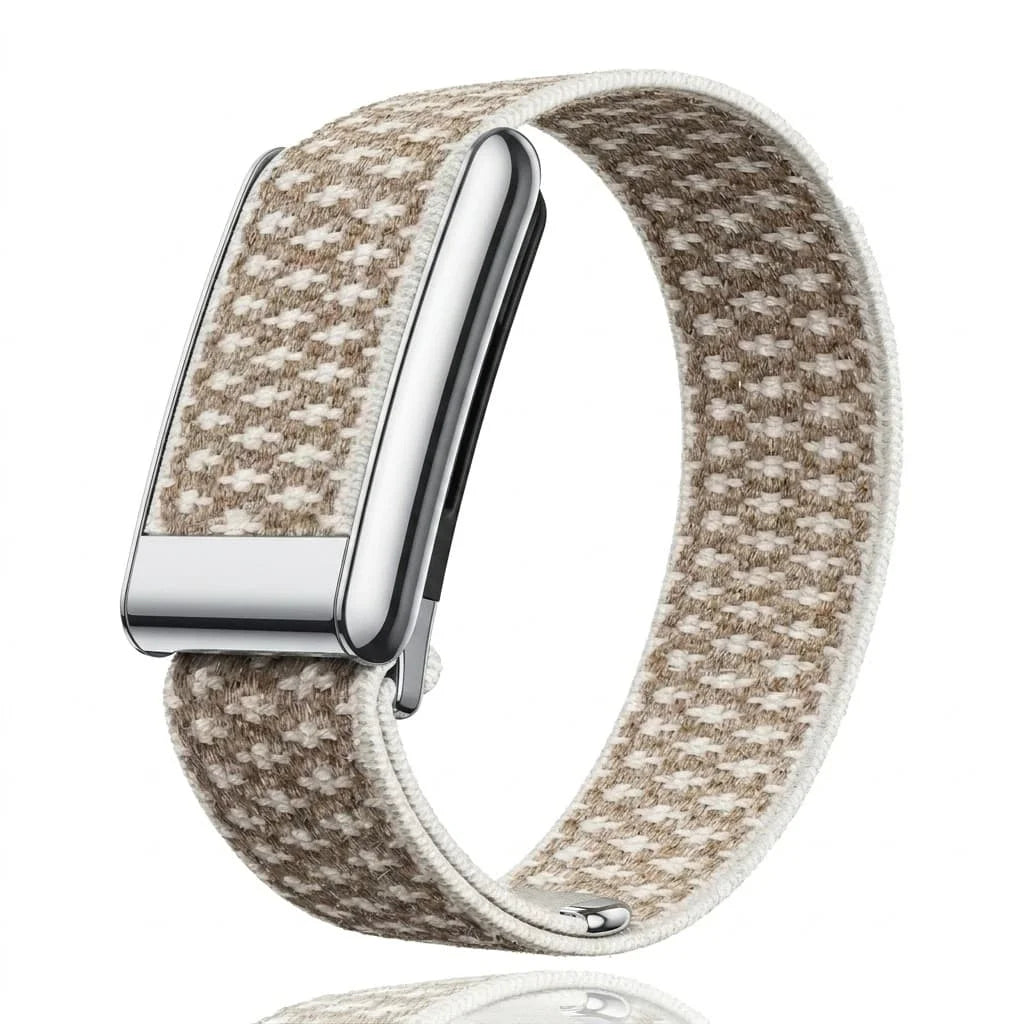 Suitable for Whoop 5.0/5.0MG Casual Nylon Sports Wristband Strap Cashmere Wool Elastic Replacement Wristband With Metal Frame Qme Khaki-5.0