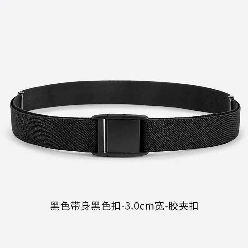 Women's Elastic Waist Belt High-end Stretchy Jeans Lazy Girl Cincher Qme black