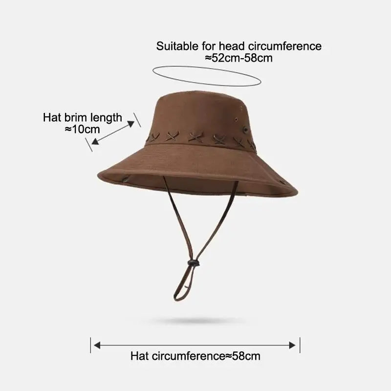 Breathable Western Cowboy Hat Solid Adjustable Wide Brim Sun Outdoor Qme