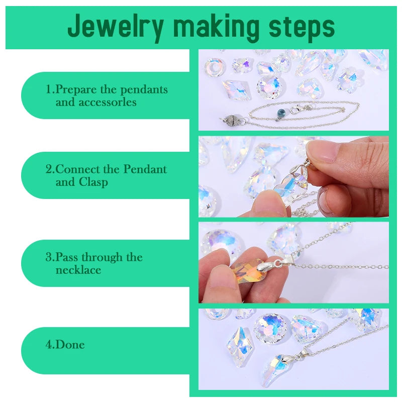 Crystal Pendant Beads Bright Color Single Hole Charm Glass Jewelry Beads Gems For Jewelry Making Supplies DIY Earrings Bracelet Qme
