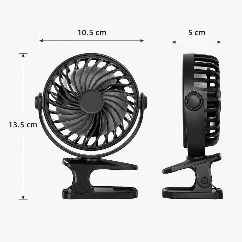 USB Rechargeable Clip Fan Mini Portable Stroller Fan for Baby Crib Office Dorm Outdoor Trip Desktop Cooling Qme