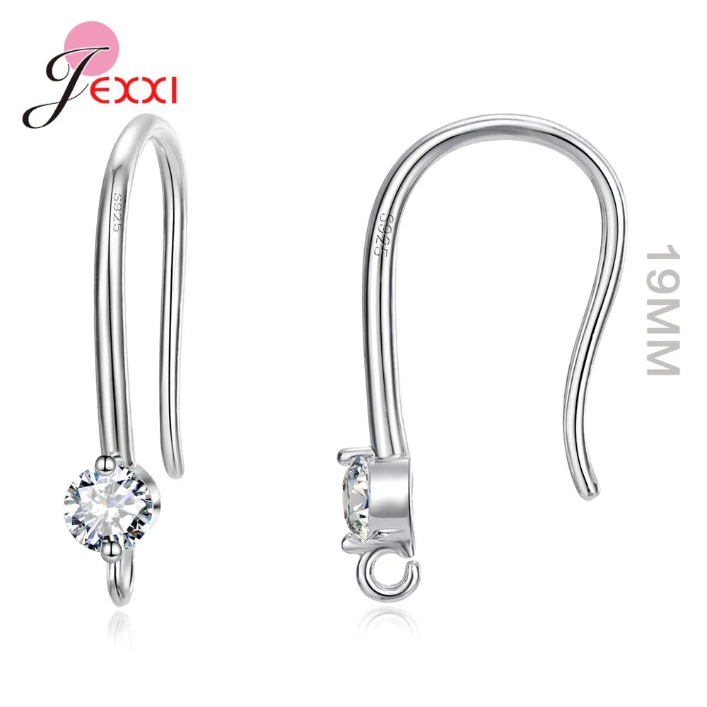 New Arrivals Sparkling Earrings Findings Real 925 Sterling Silver Color Earrings Components For Women Hand Making DIY Jewelry Qme