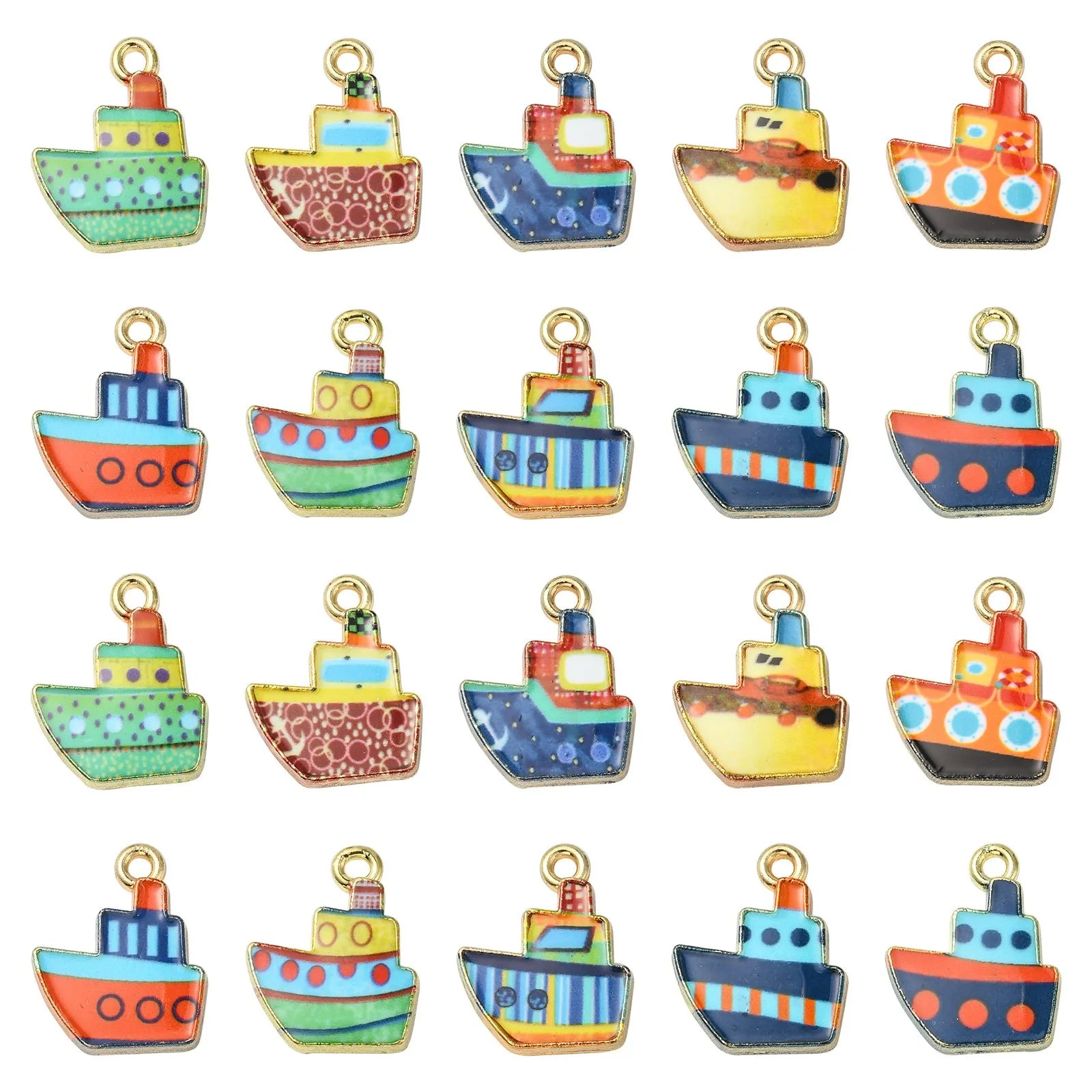 PandaHall 30Pcs 10 Styles Nautical Ship Charms Sea Journey Enamel Cruise Charms for DIY Craft Jewelry Making Supplies Qme Default Title