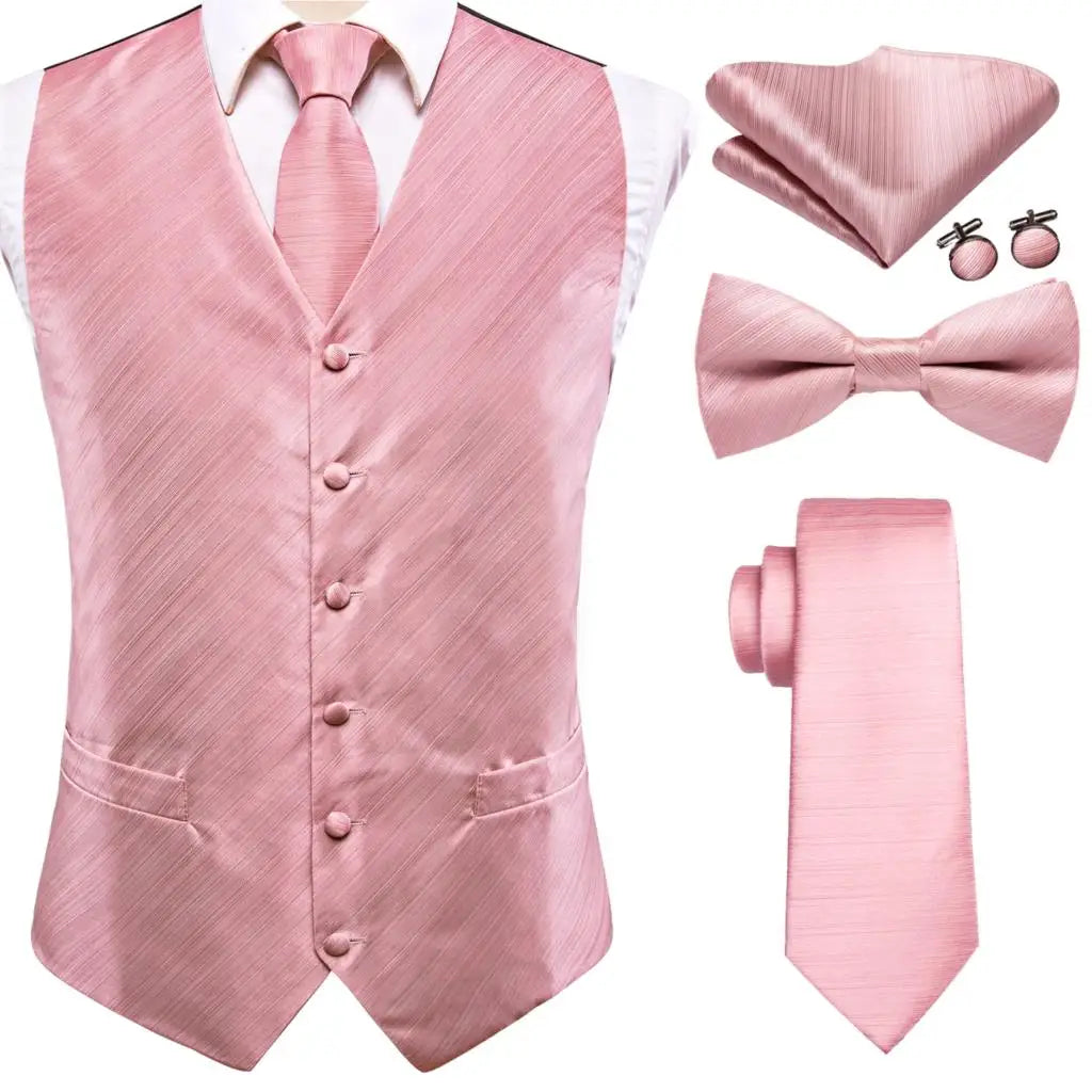 Luxury Gold Mens Suit Vest Red Blue Green Yellow Waistcoat Tie Bowtie Qme 0033-0559 M