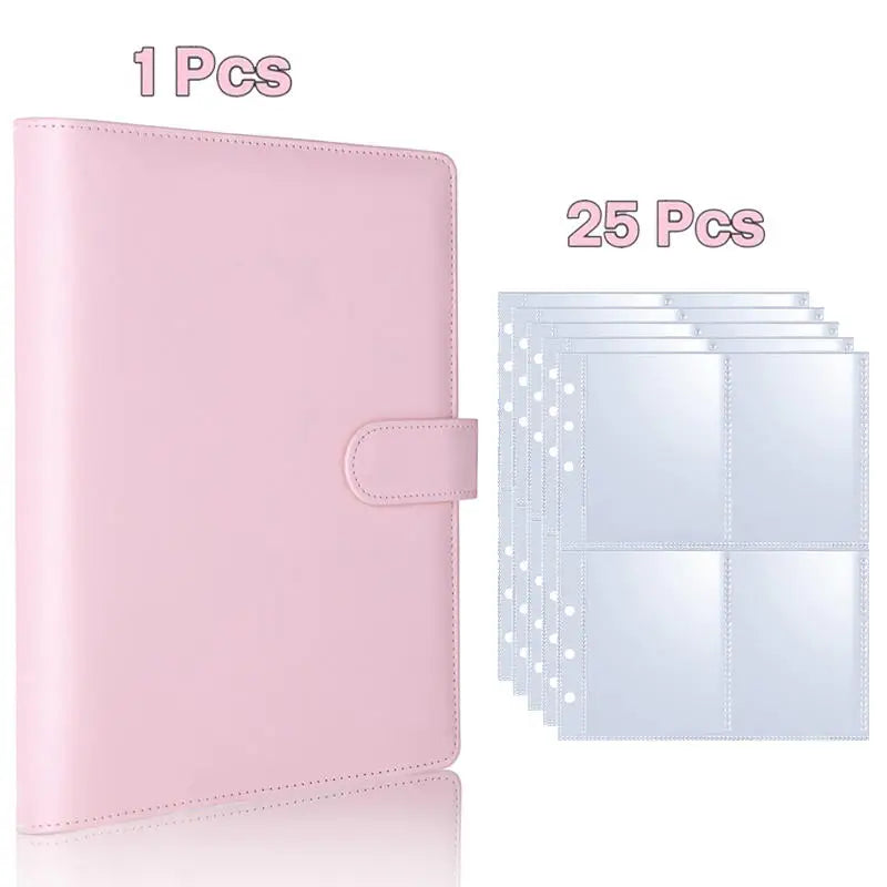 A5 Kpop Photocard Binder 25 Pages 4-Pocket Card Collector Album 200 Qme Pink