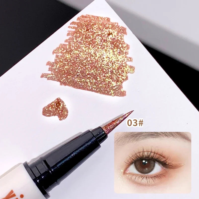Liquid Aurora Blue Shiny Eye Liner Pen Glitter Phosphorescence Pigment Waterproof Shimmer Sparkling Eyeliners Diamond Eye Makeup Qme