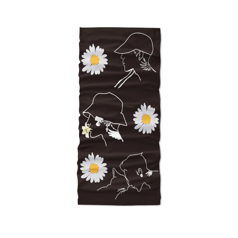Fashion Daisy Series Headscarf Ladies Outdoor Sweat-wiping Dust-proof