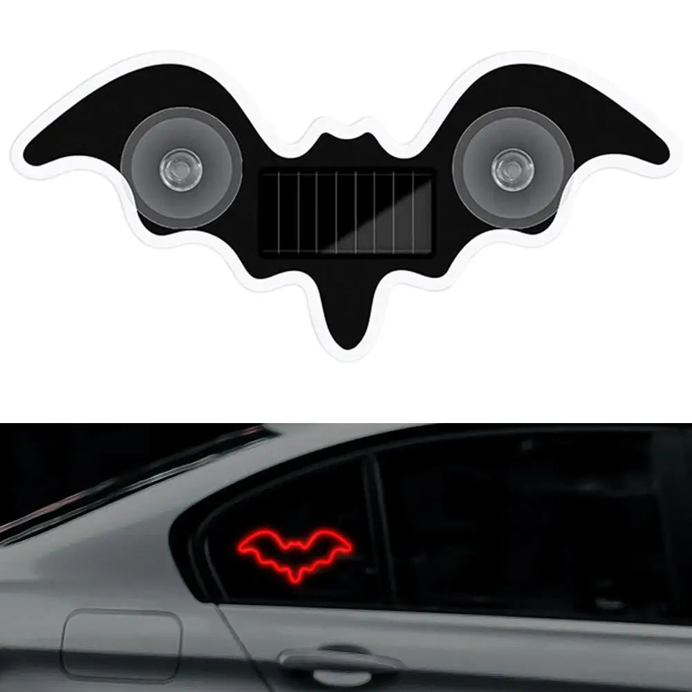 Solar Powered Car LED Ambient Light Cute Bat Shaped Suction Cup Qme B