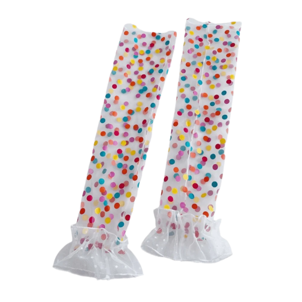 Breathable Lolita Arm Sleeves Polka Dot Pattern Transparent Mesh Sunscreen Sleeves Cloth Bow Bridal Gloves Sun Blocking Qme White Polka Dot
