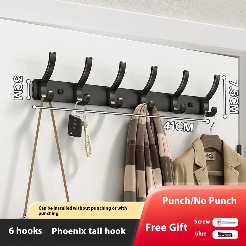 Bathroom Kitchen Accessories Black Robe Hooks Towel Hanger Nail Wall Qme Black 6 hook