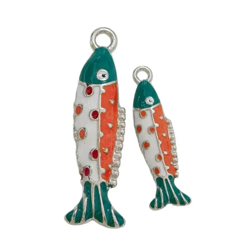 2Pcs Colorful Enamel Fish Charms Cute Design Perfect For DIY Jewelry Making Necklace Bracelet Earring Crafts Qme