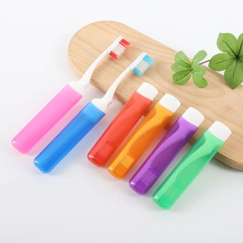 10pcs Hygiene Oral Portable Disposable Foldable Travel Camping Toothbrush Hiking Tooth Brush Tooth Cleaning Tools Qme 10pcs-random color