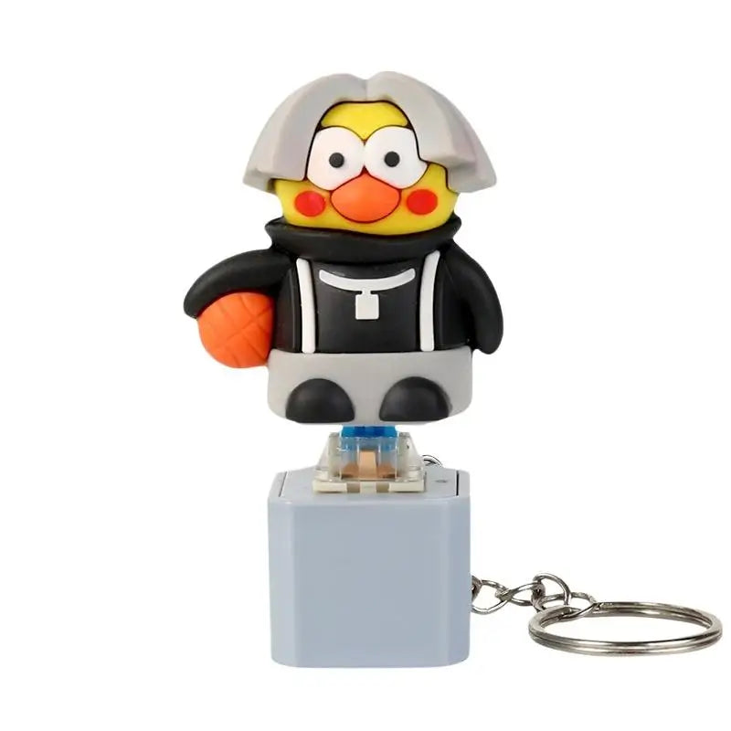 Cartoon Chicken Fidget Toy Keychain Sound Light Effects Sensory Qme