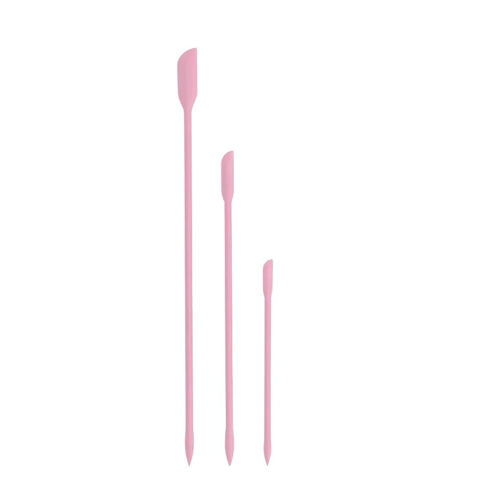 3-Pieces Mini Silicone Spatula Set - Heat Resistant, Multiple Sizes for Jar, Bottles and Kitchen - Perfect for Cooking, Baking Qme pink