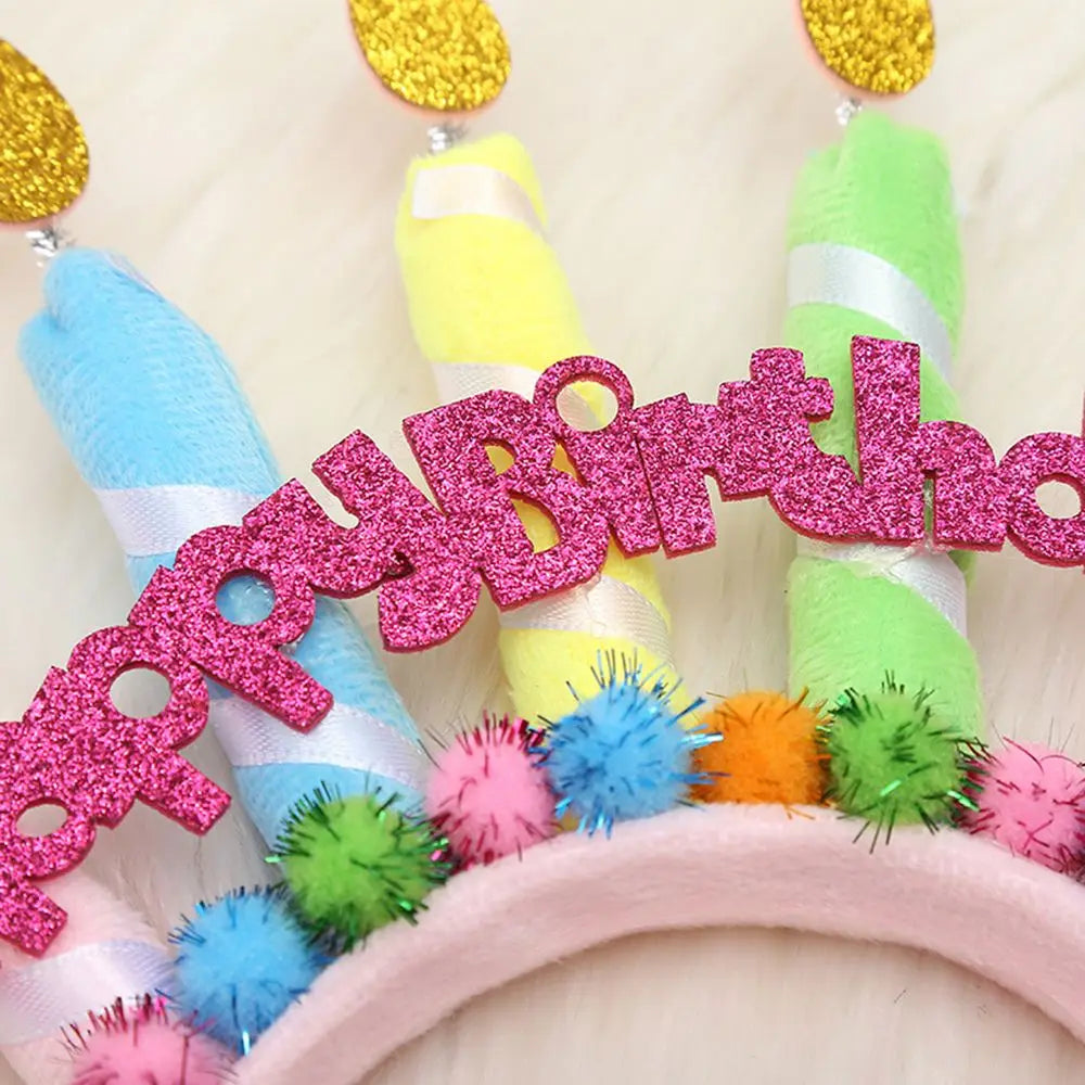 Decor Children Happy Birthday Headwear Crown Candle Hairband Hair Qme