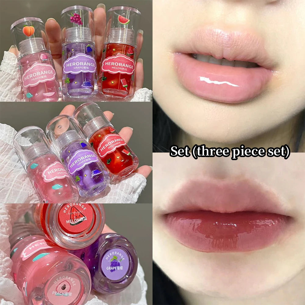 HERORANGE Fruit Flavored Lip Oil Moisturizing Balm Gloss Primer Care Qme HR450-1