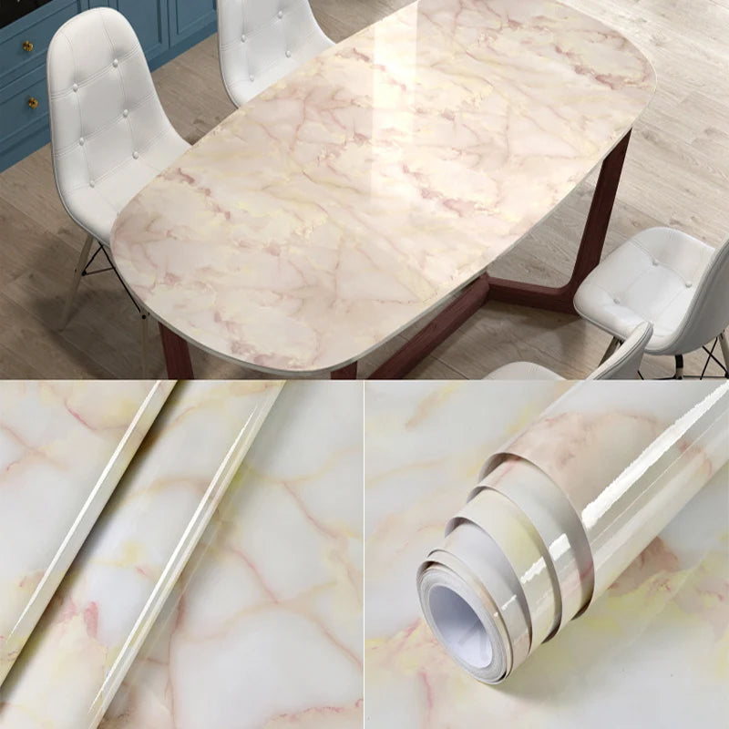 40cm Kitchen Self-adhesive Wall Adhesive Wallpaper Marble Pattern Pvc Home Decorations Oil-proof Water-proof Luxury Home Decor Qme 12 40cmX3m