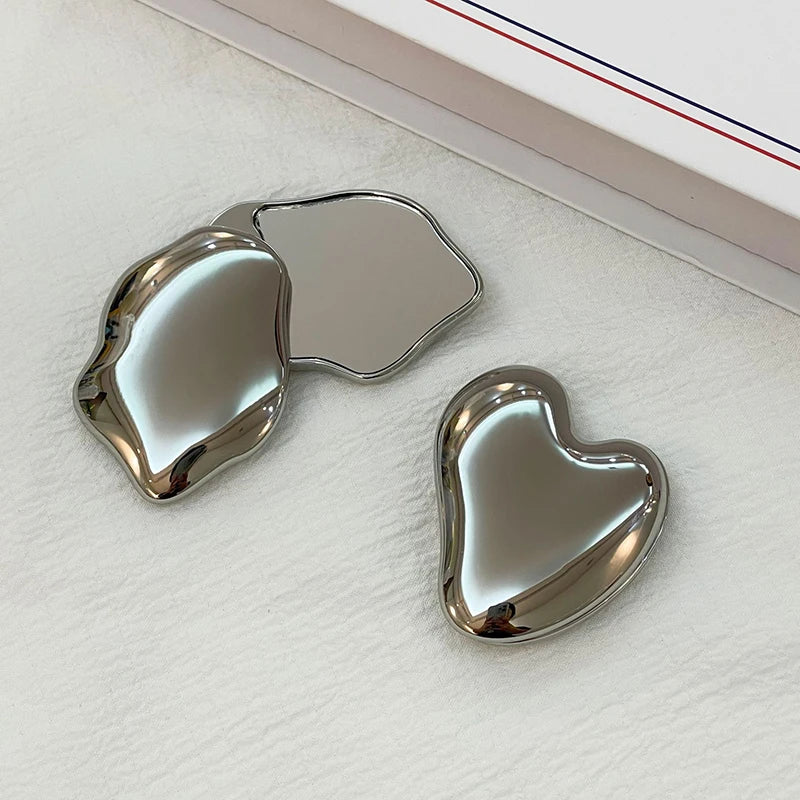 Heart Shape Makeup Mirror Girl Cute Small Portable Student Rotating Qme