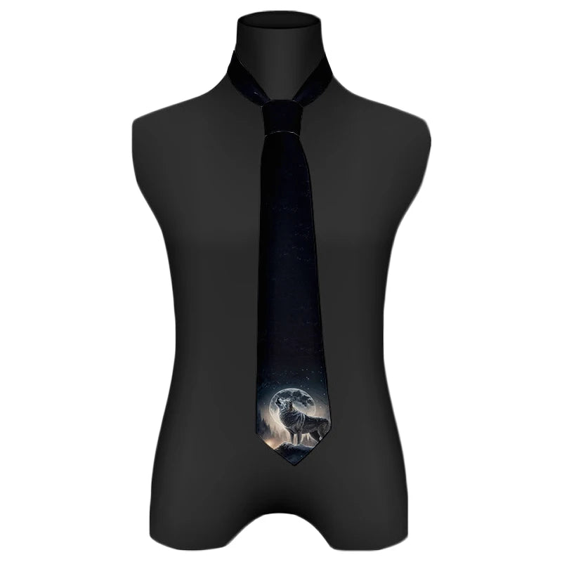 Funny Wave Head Printed Tie Adult Wide Polyester Slim Shirt Suit Qme