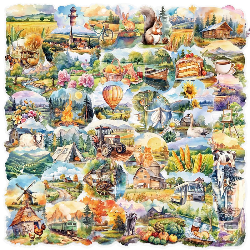 Rural Scenery Sticker Decoration Scrapbooking PET Aesthetic Korean Qme Default Title