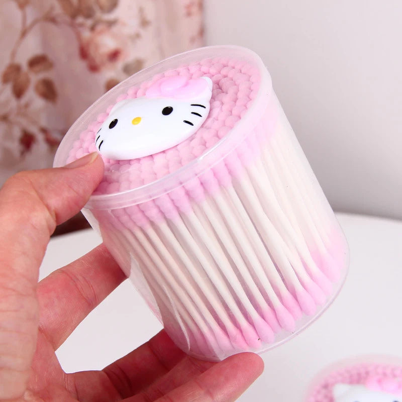 Hello Kitty Double-ended Spiral Cotton Swabs Makeup Remover Pads Ear Qme