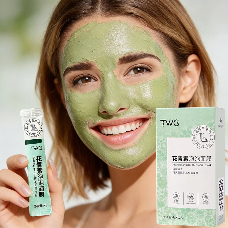 12 Box Anthocyanin Bubble Facial Mask Deep Cleaning Moisturizing Qme