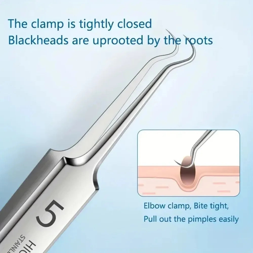 1- Stainless Steel Acne Clip Cell Blackhead Needle Beauty Salon Tool Qme